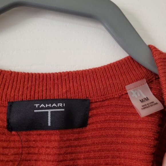 Tahari Burnt Orange Ribbed Boxy Grandpa Button Up Cardigan M - Picture 7 of 8